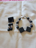 Black and sliver bracelet and earrings