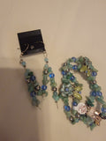 Aqua  blue bracelet  with earrings