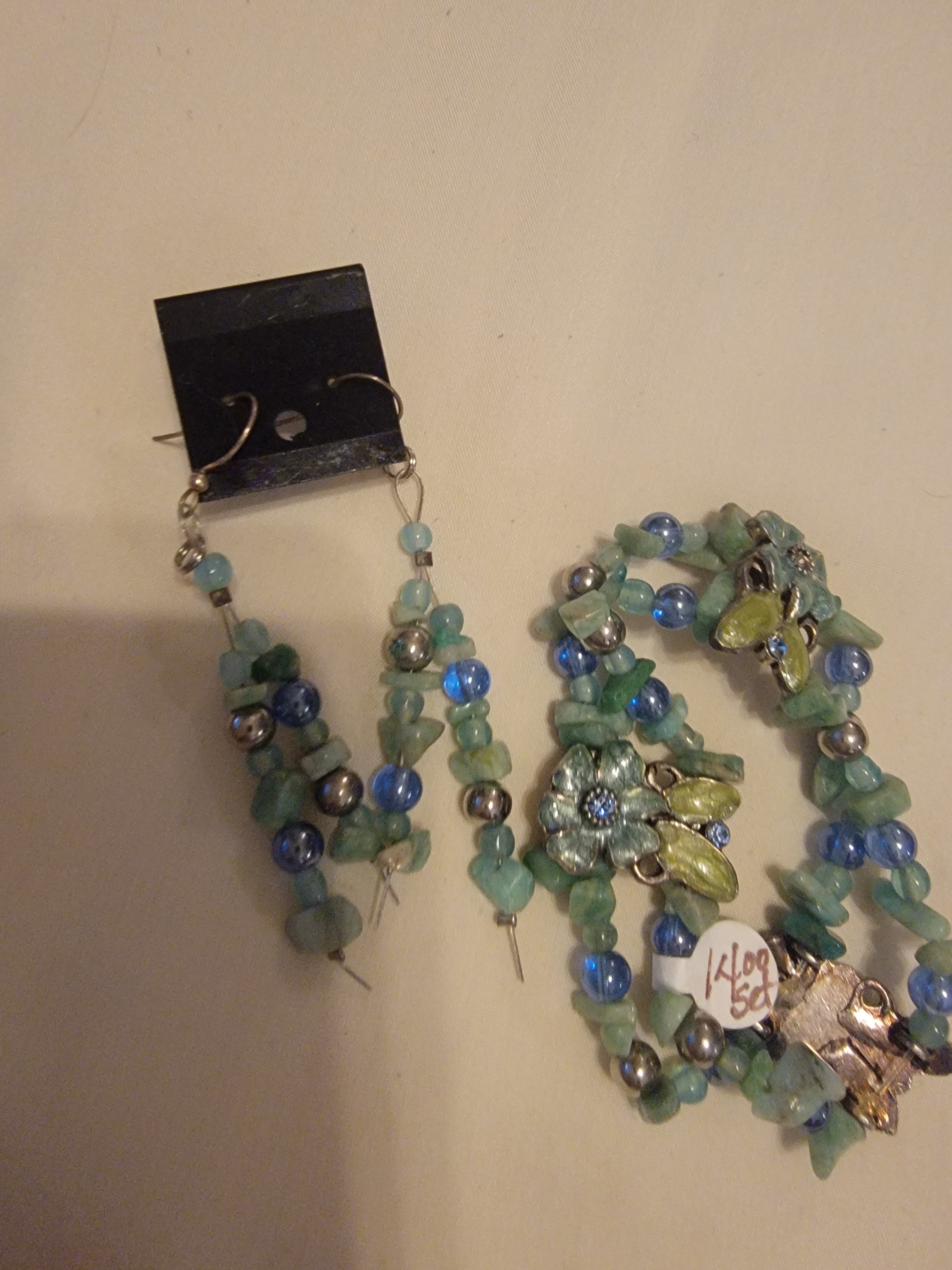 Aqua  blue bracelet  with earrings