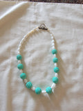 White and teal  necklace