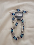 Blue and sliver  bracelet with earrings