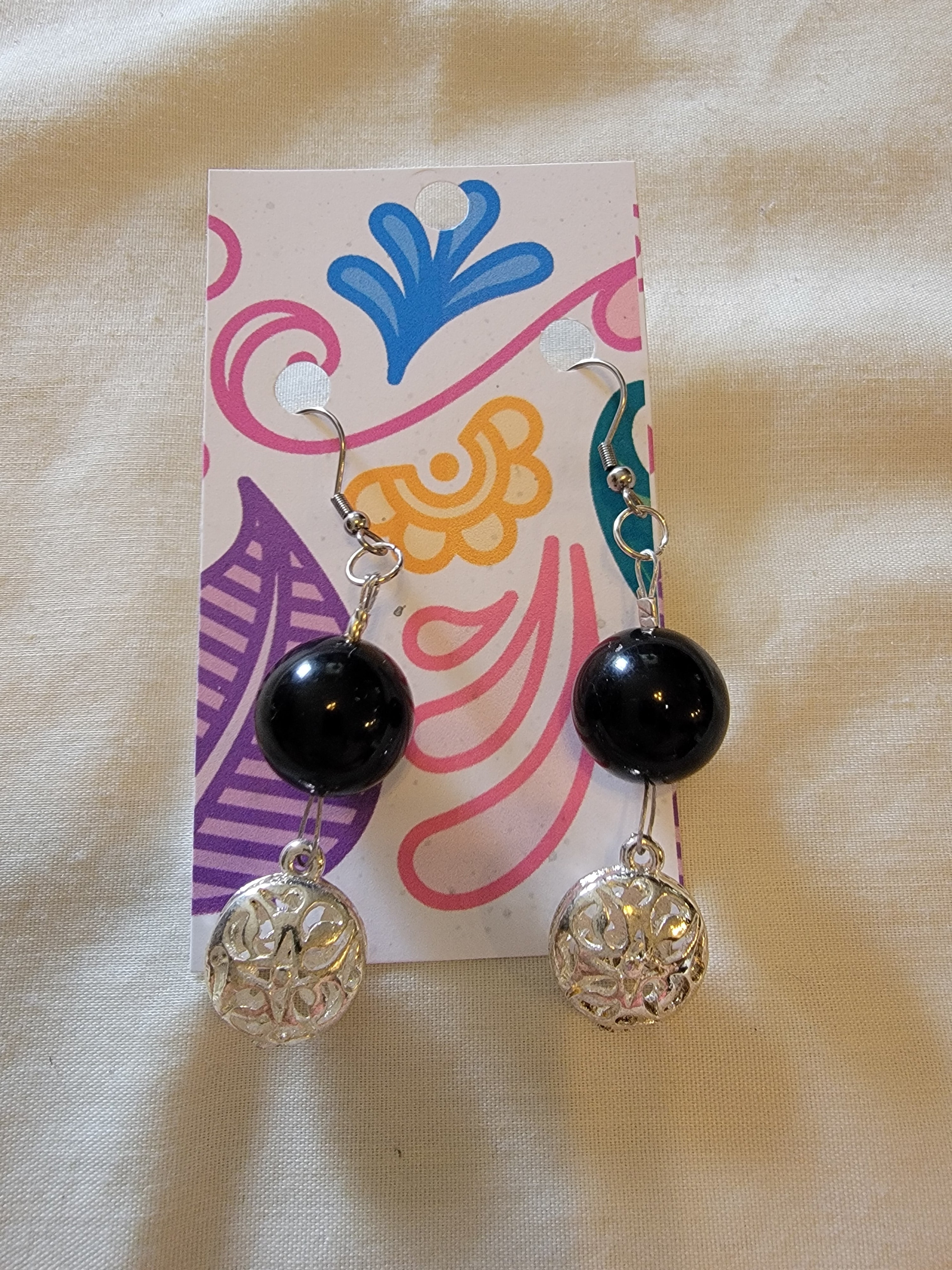 Black and sliver  earrings