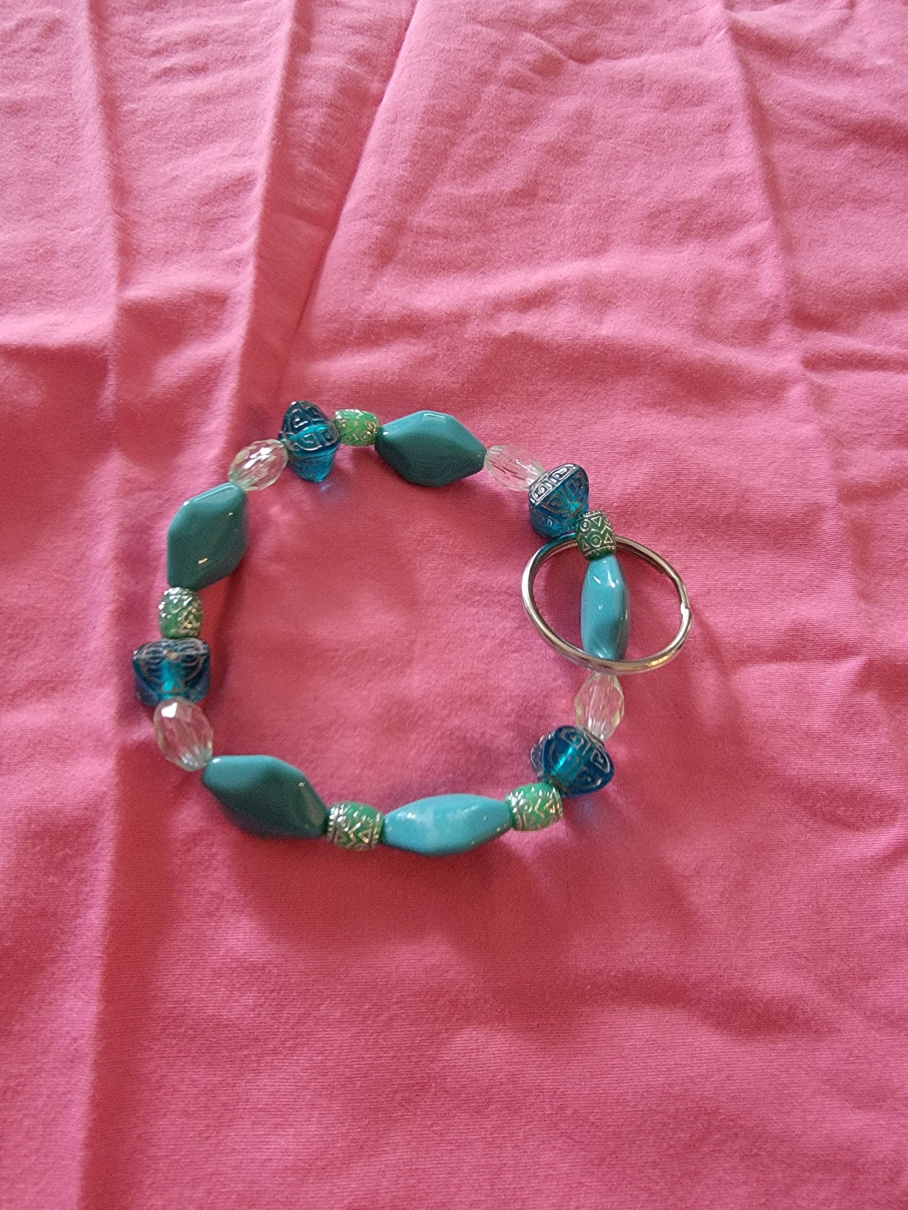 Turquoise keychain wrist bracelet