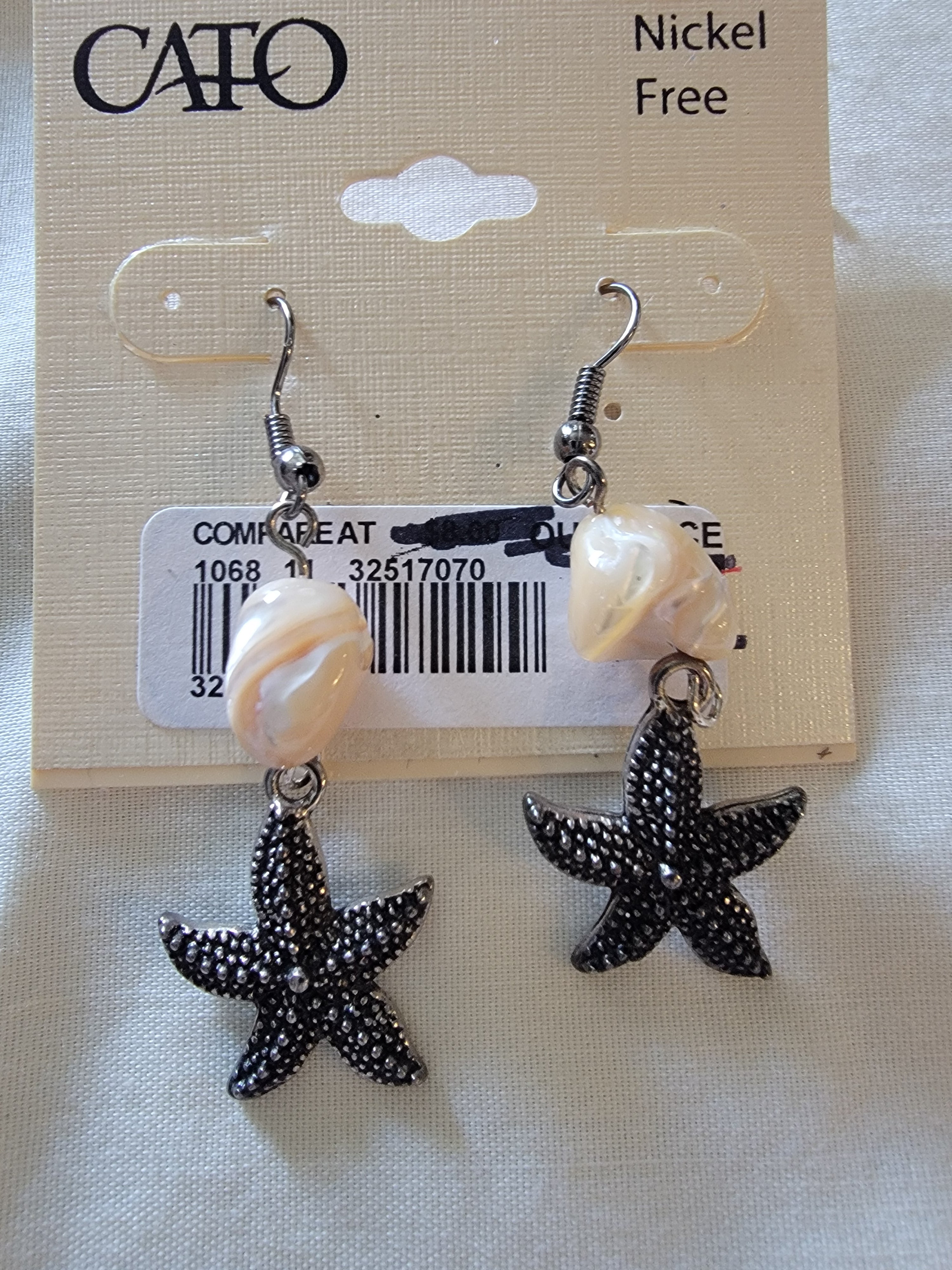 Dark sliver  and white earrings