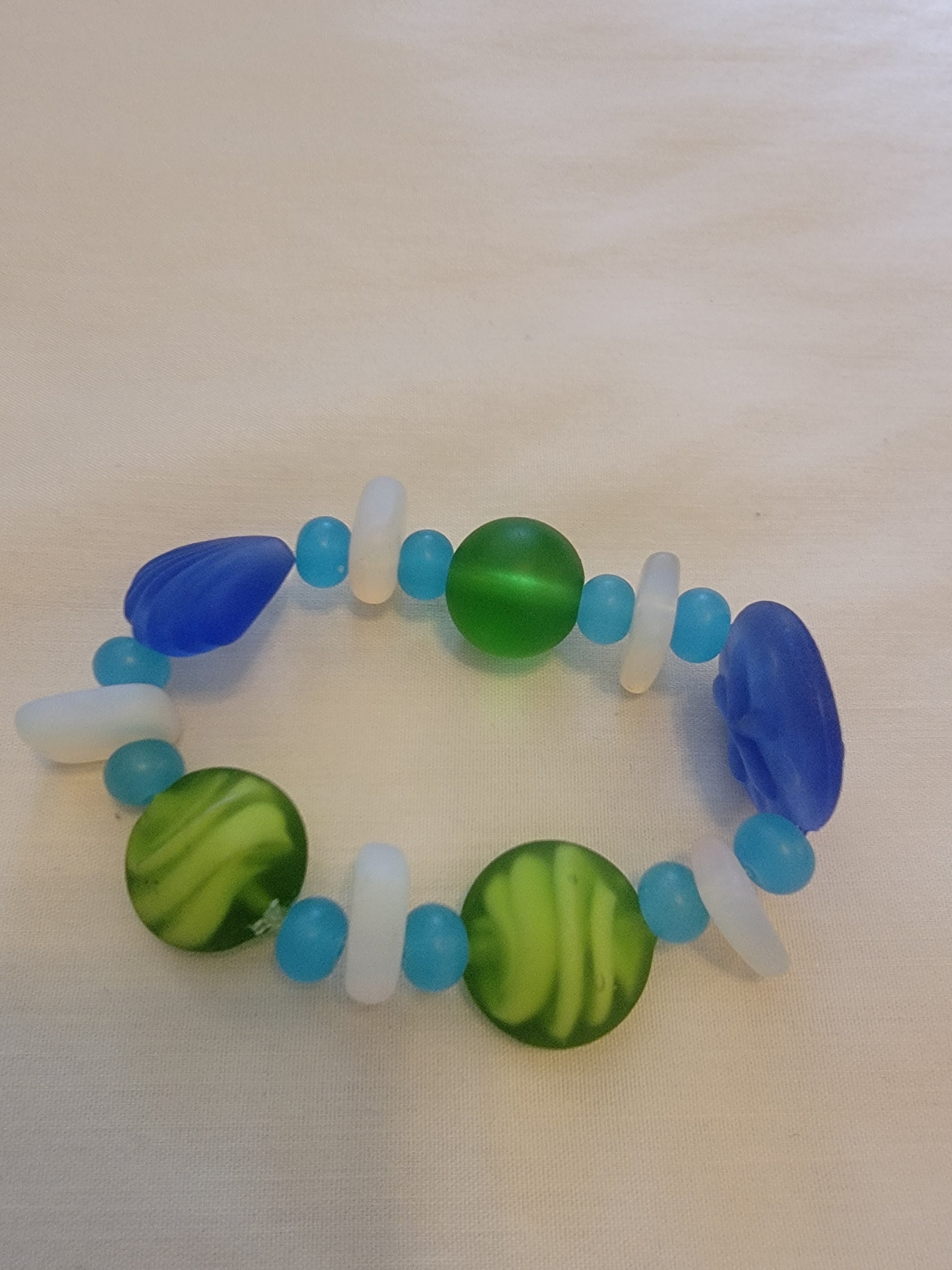 Blue, white ,green bracelet