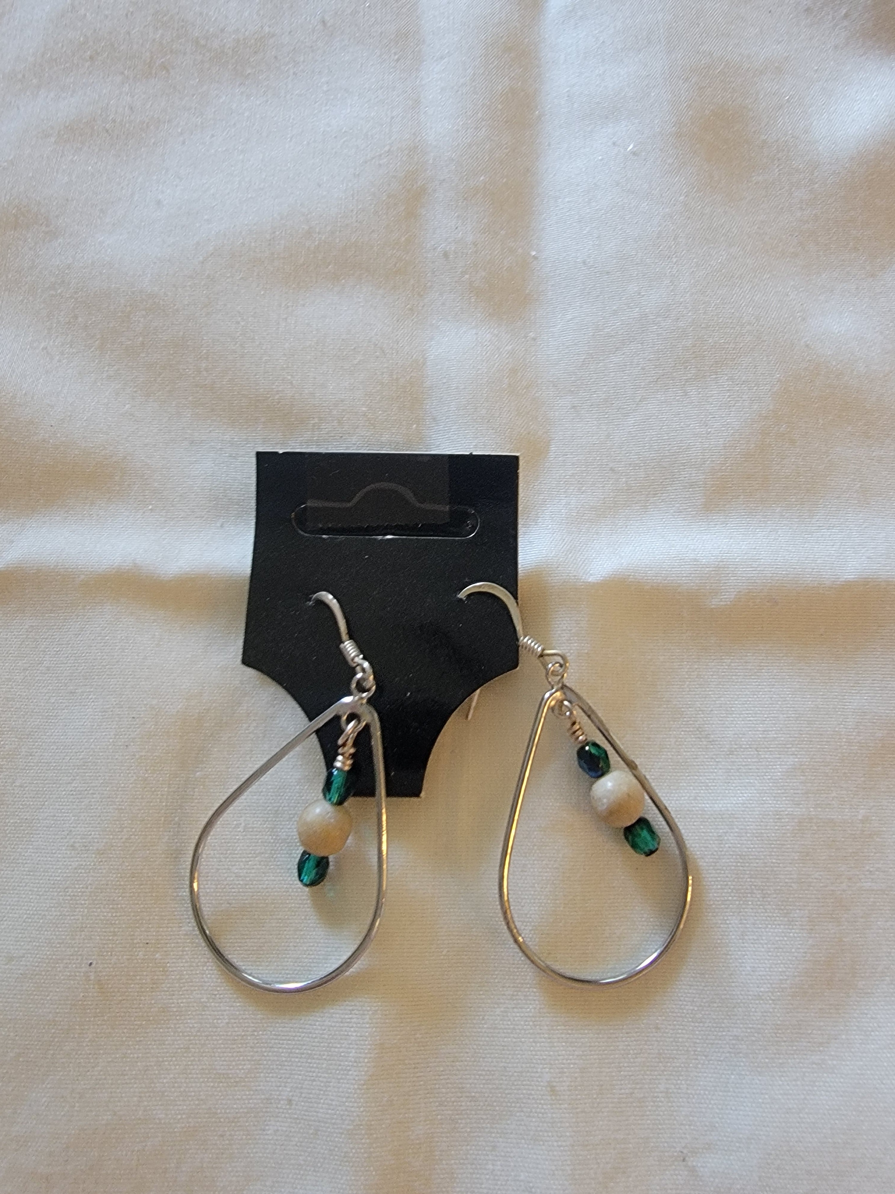 Blue and white earrings