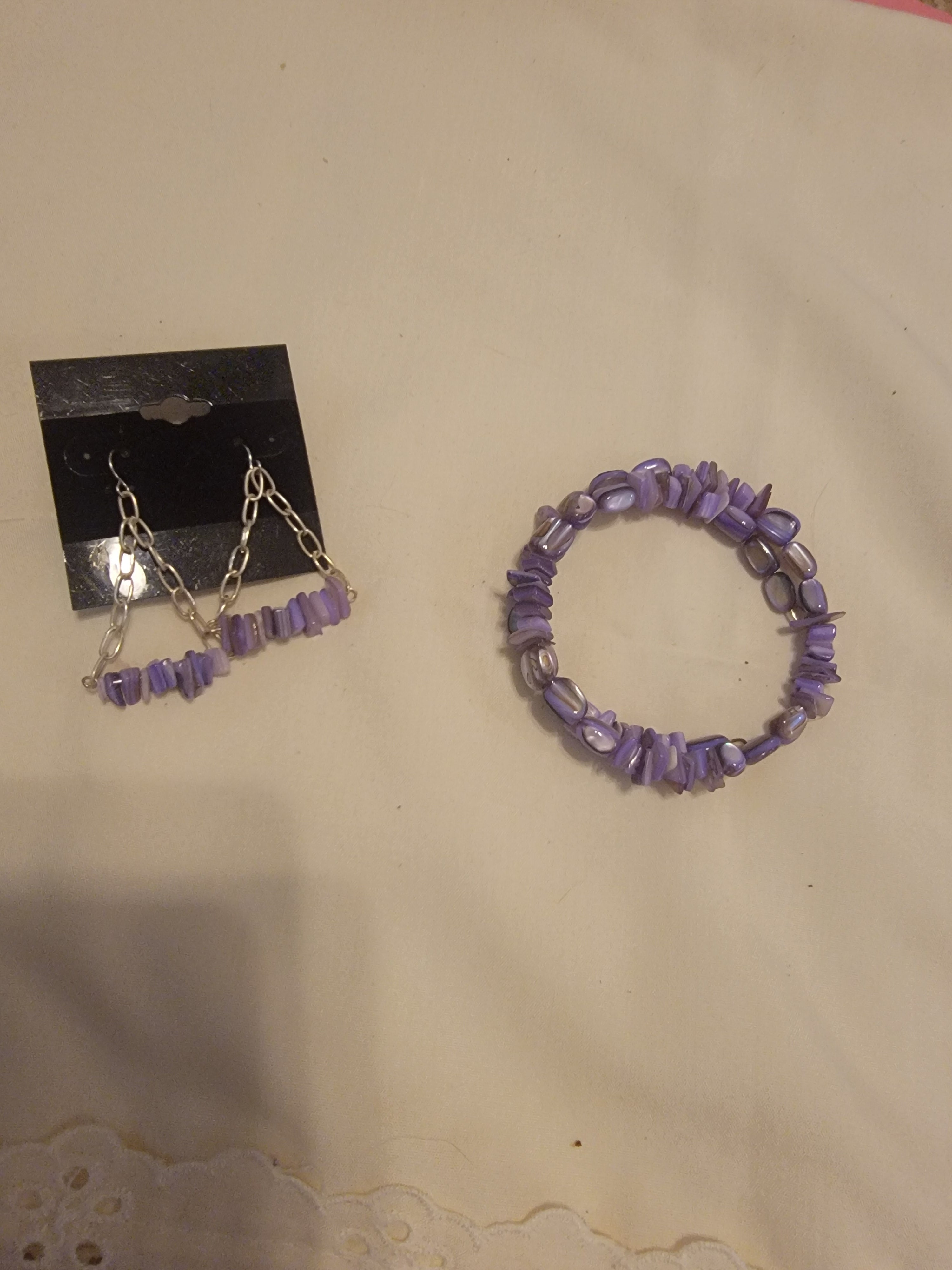 Purple  bracelet  and earrings set