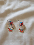 Red whote and blue Hello kitty  earrings