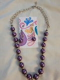 Purple pear necklace and earrings