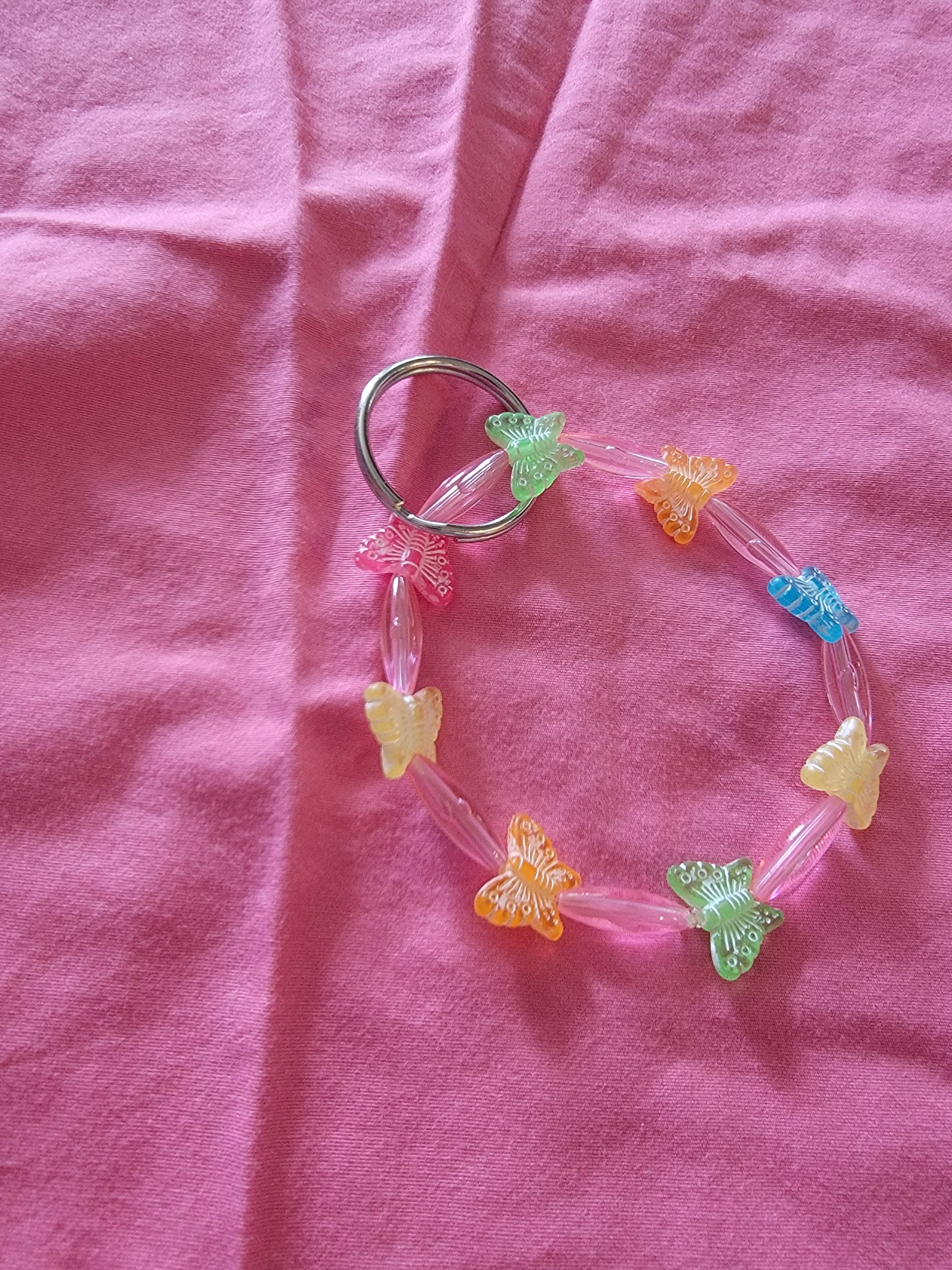 Butterfly keychain wrist bracelet