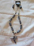 Black and white stripe dragon and earrings