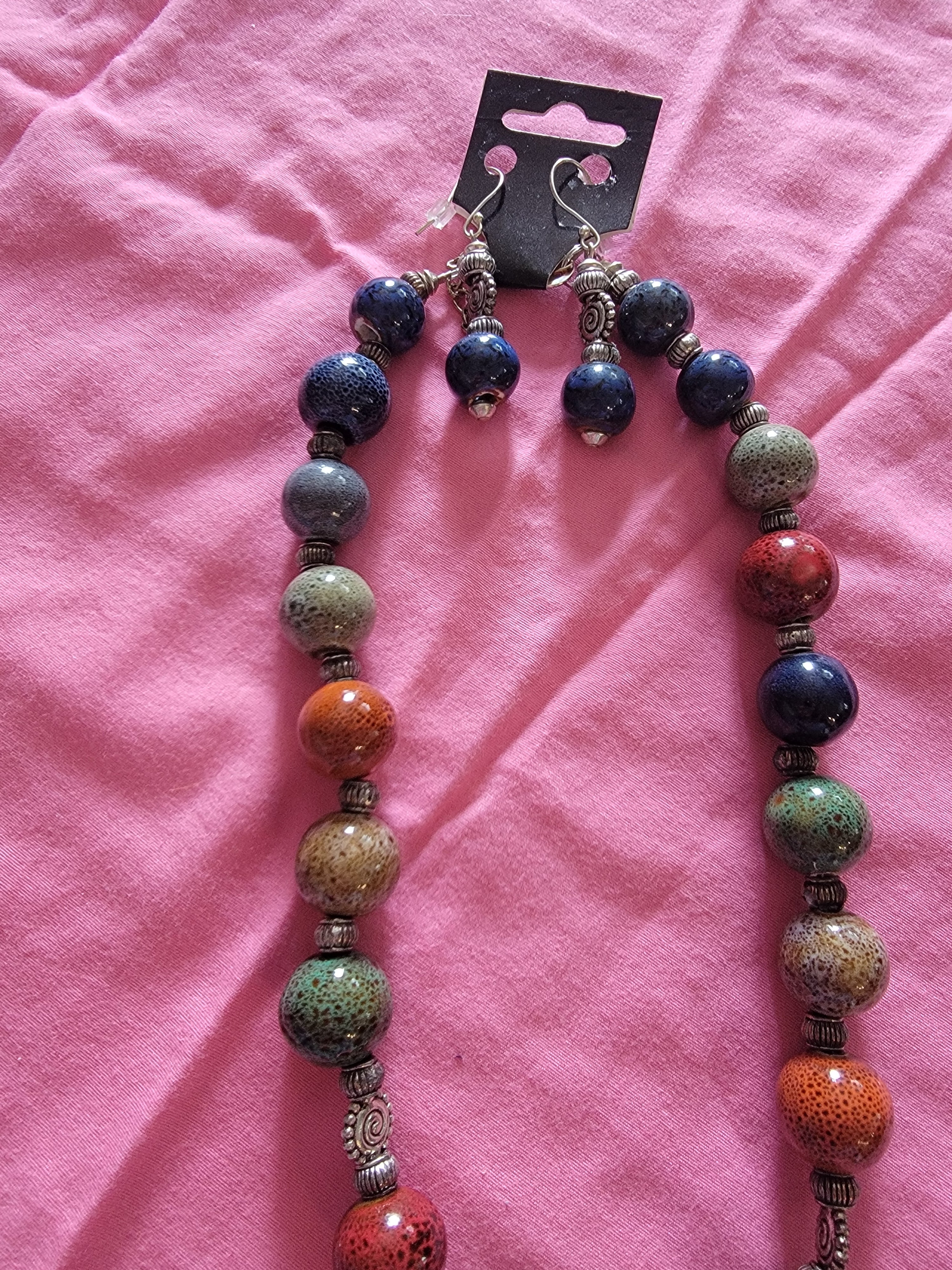 Colorful necklace set  with earrings