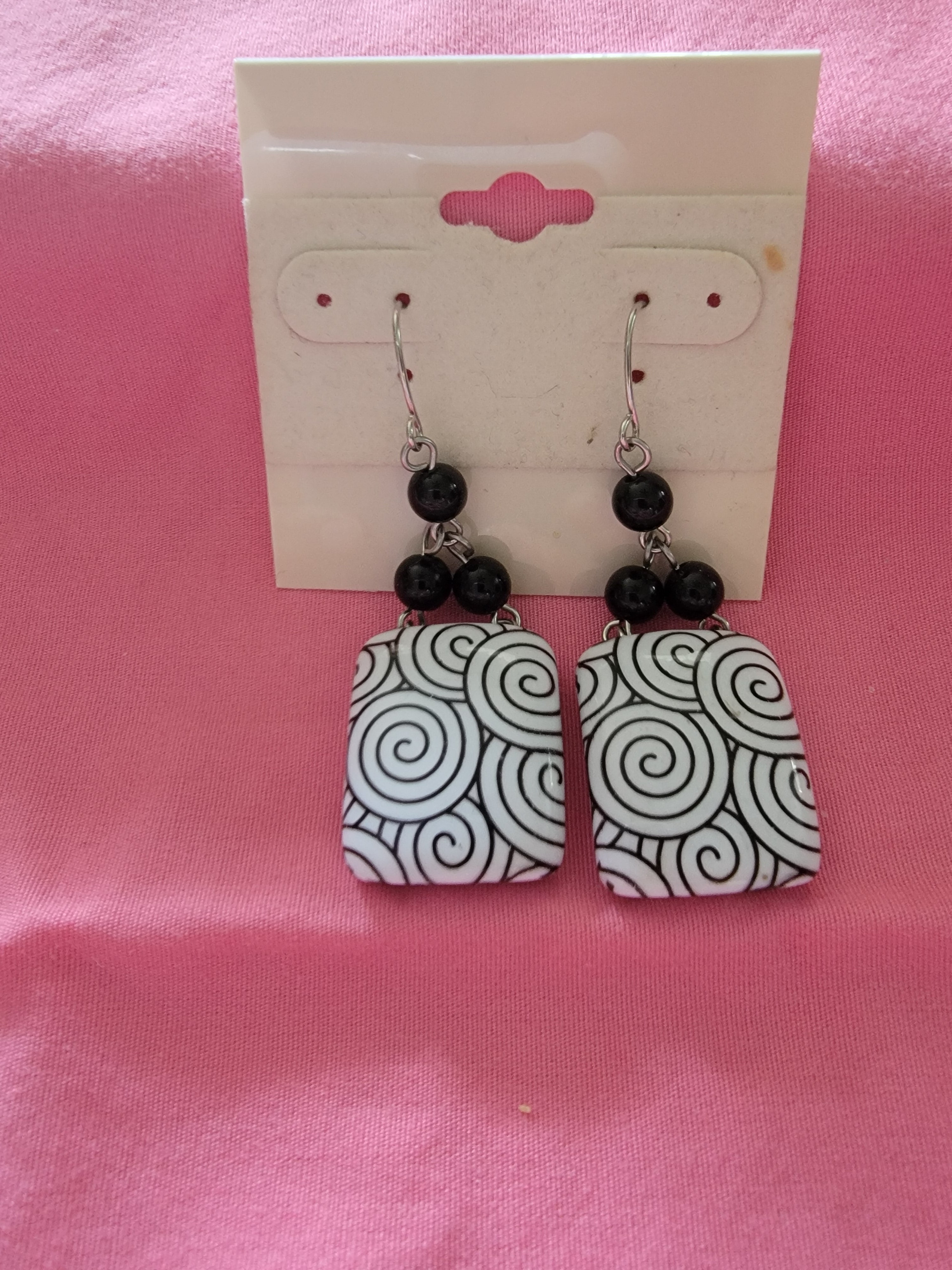 Black and white swirl  earrings