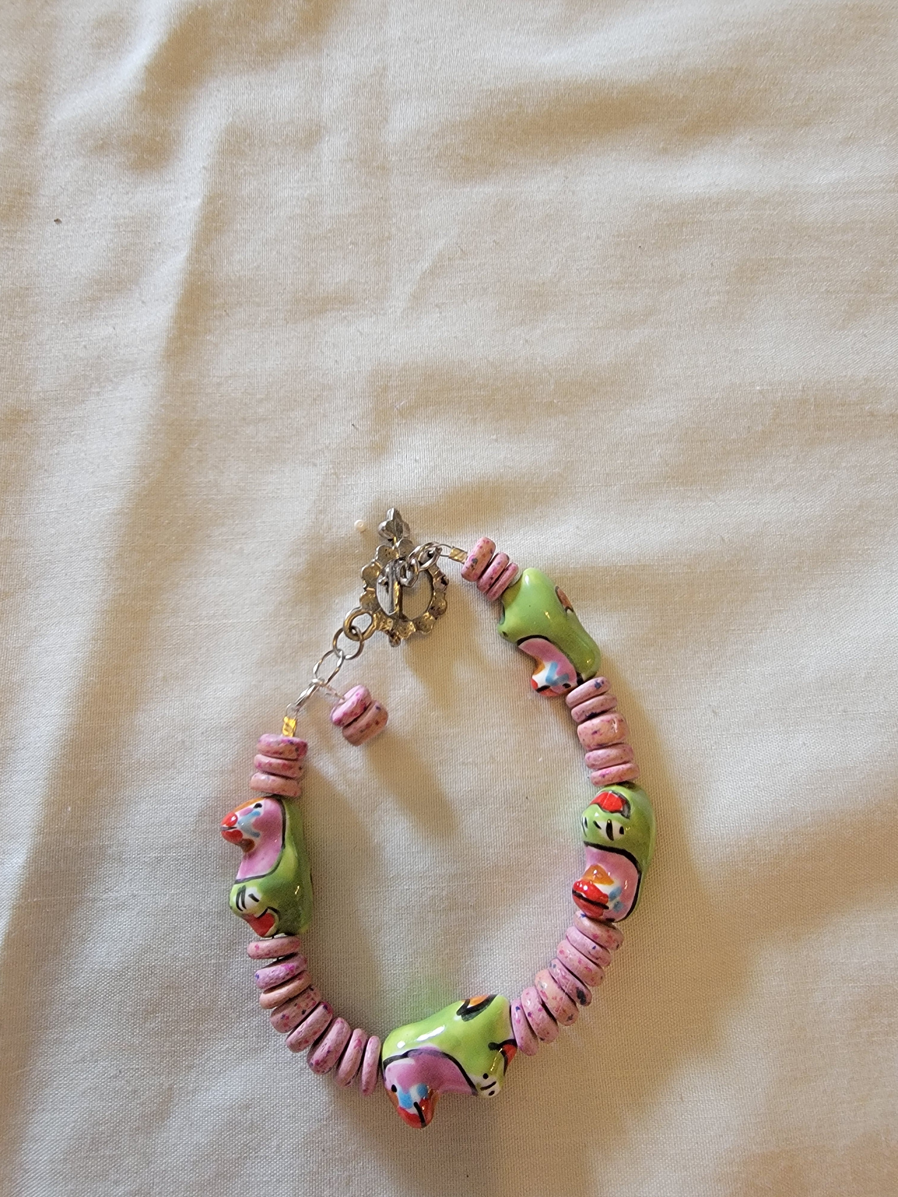 Pink and green bracelet