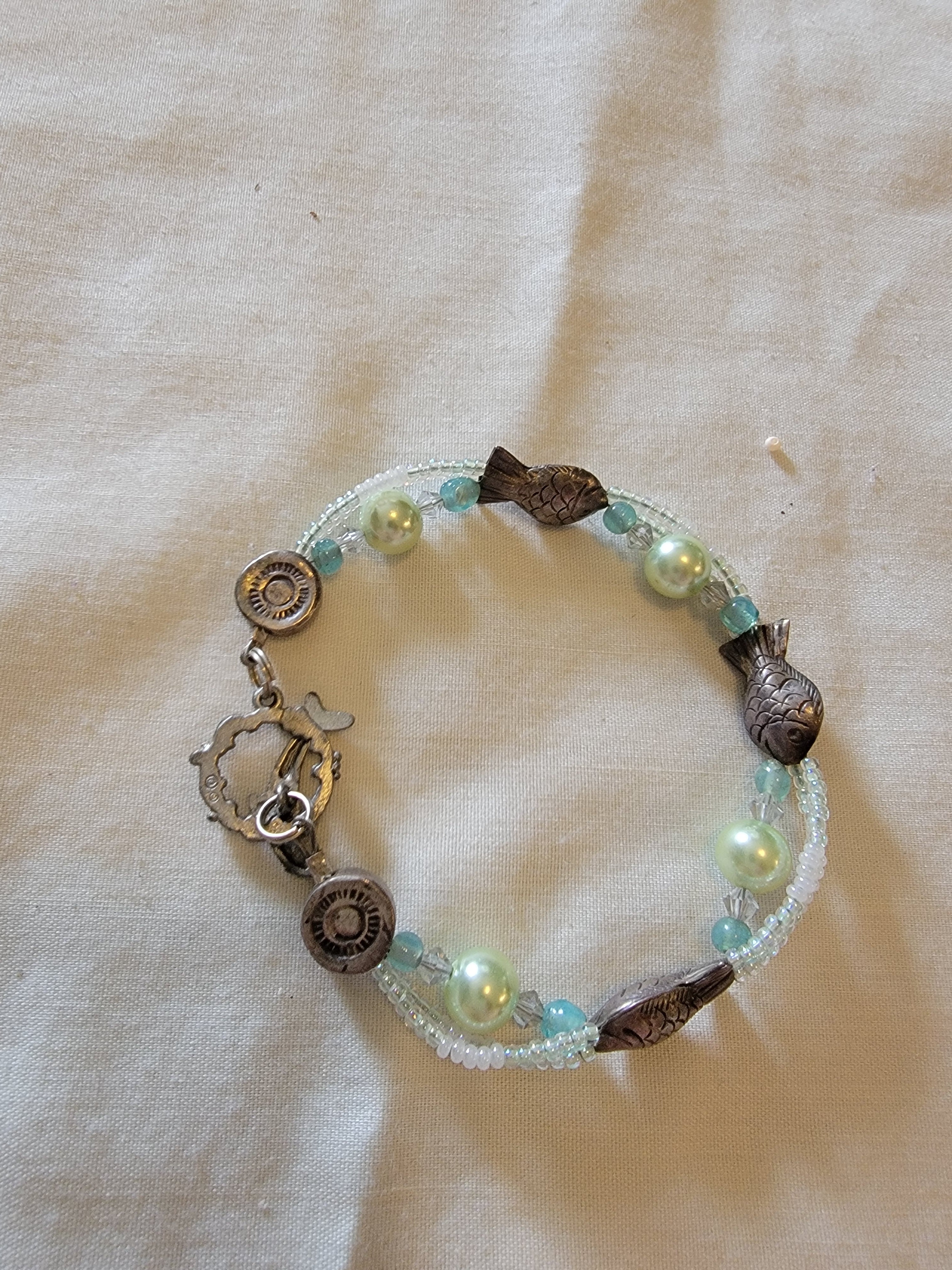 Fish bracelet  with some white and blue