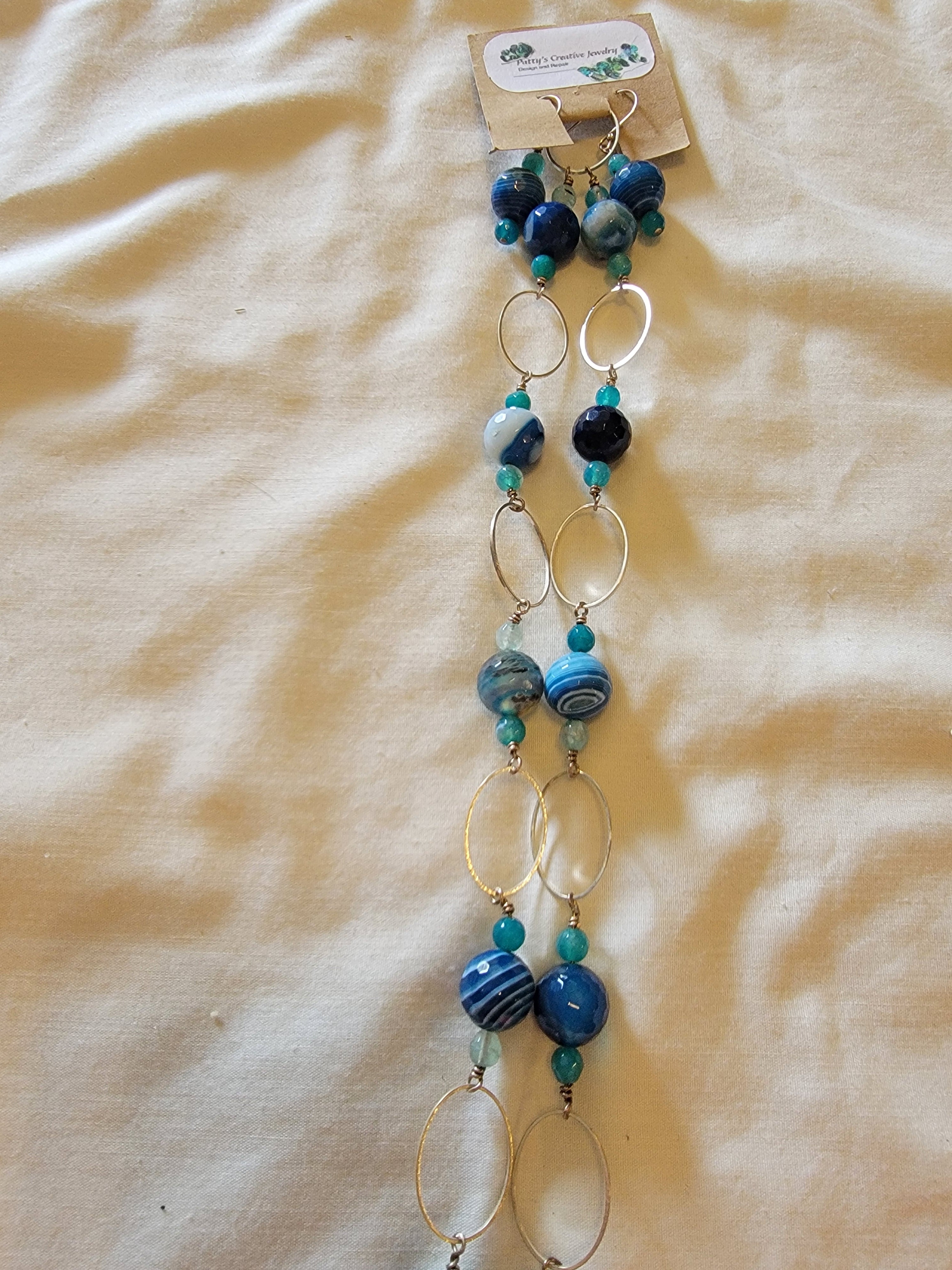 Blue necklace with earrings